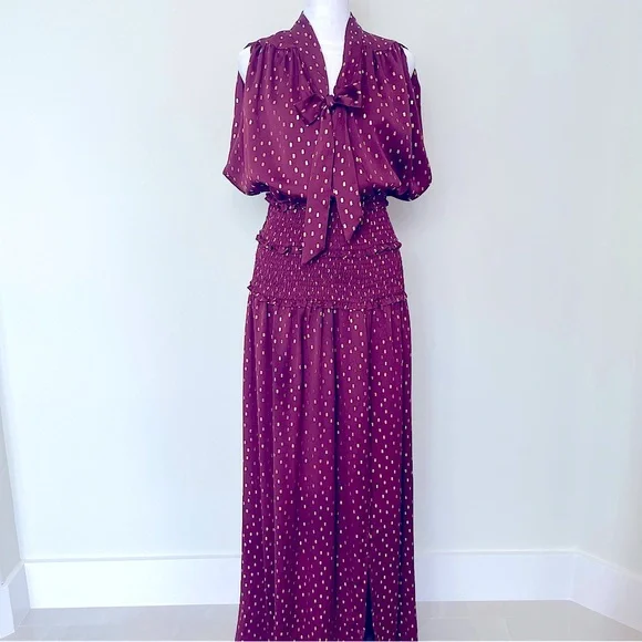 Current Air | Dresses | Current Air Maroon Gold Maxi Dress | Poshmark